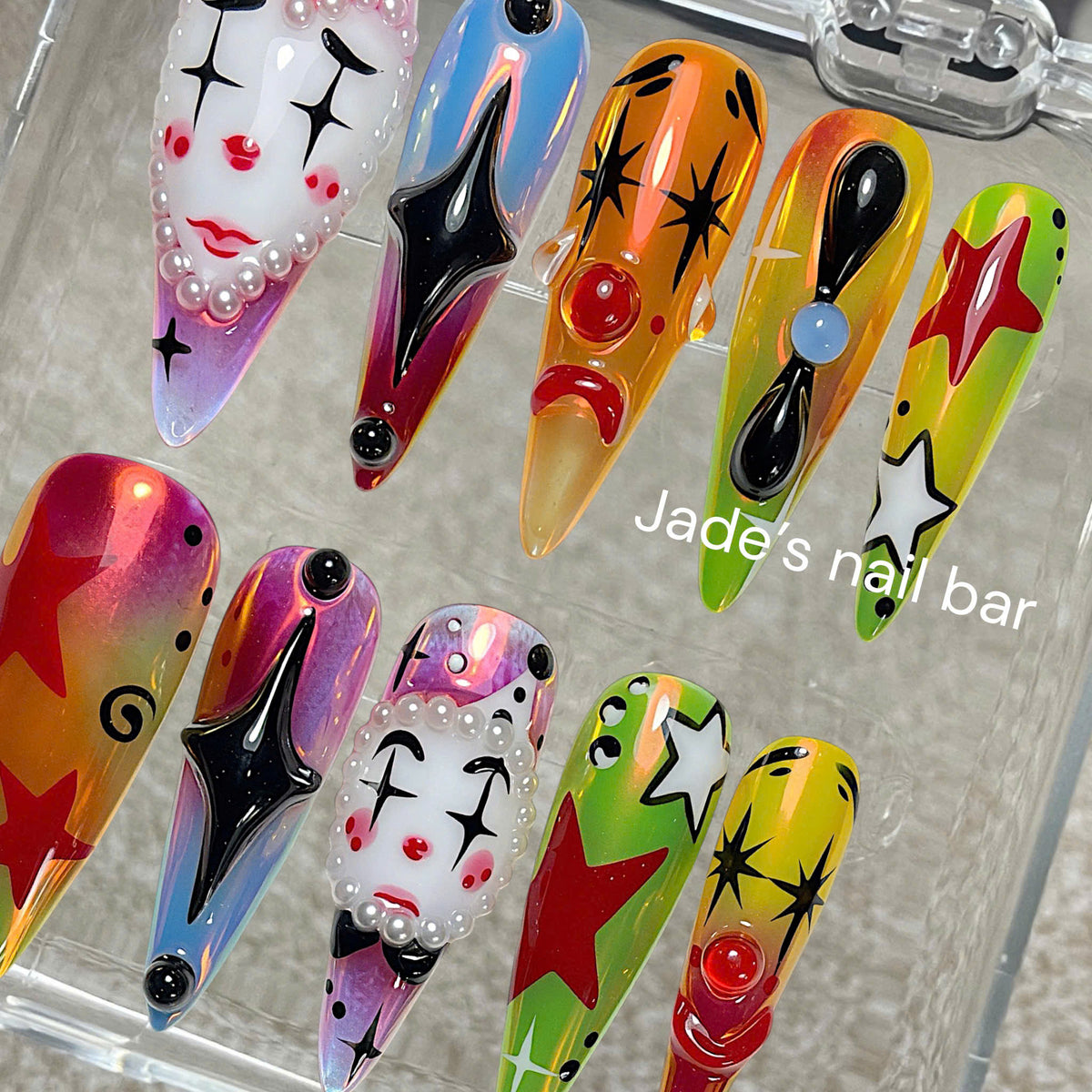 Halloween Clown Press on Nails with 3D Design| Trendy 2026 Halloween Nails