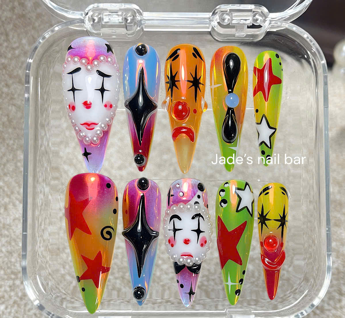 Halloween Clown Press on Nails with 3D Design| Trendy 2026 Halloween Nails