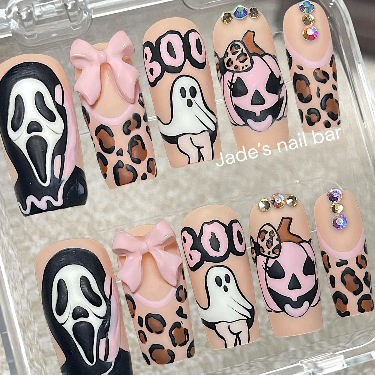 Halloween Sexy Ghost Press on Nails Scream Inspired with Hand painted Design - Trendy 2026 Halloween Nails