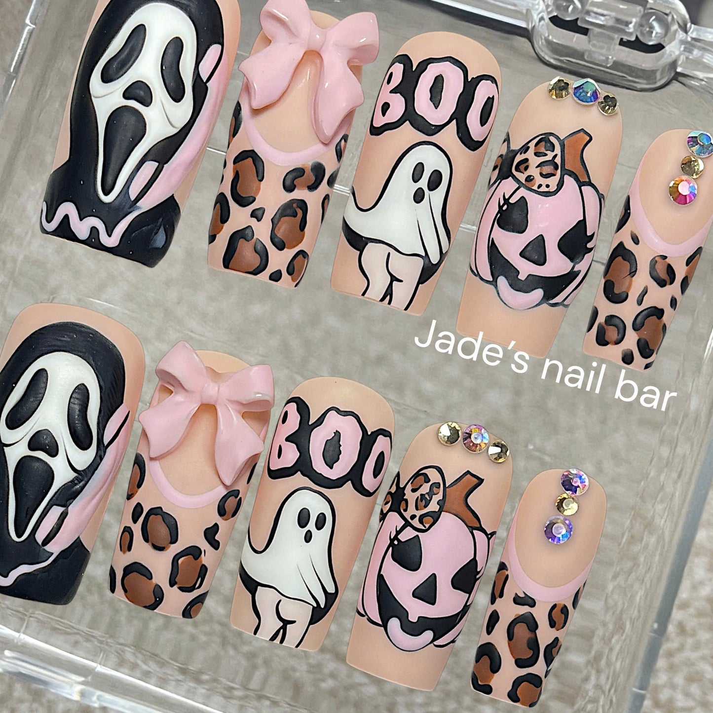 Halloween Sexy Ghost Press on Nails Scream Inspired with Hand painted Design - Trendy 2026 Halloween Nails