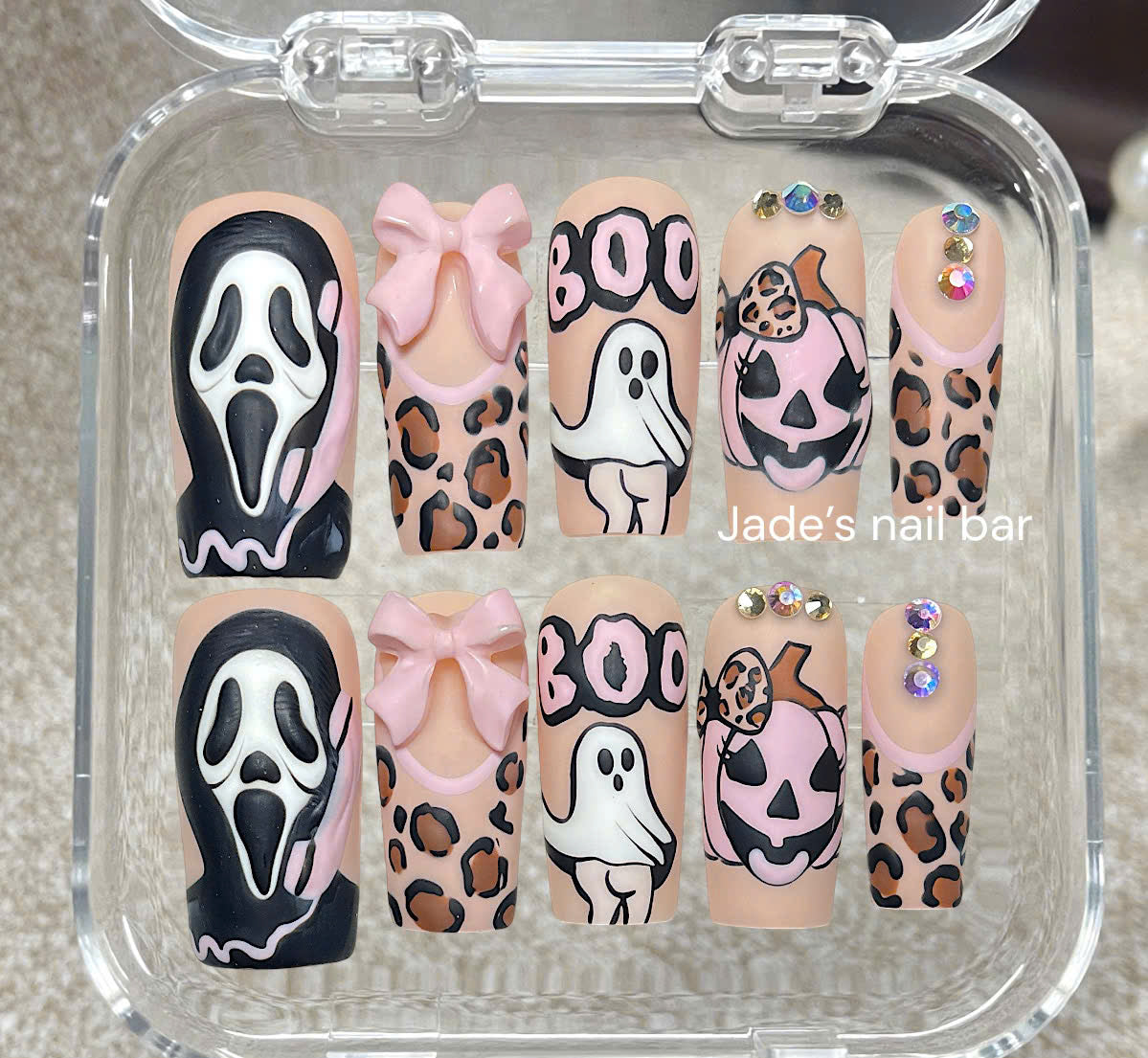 Halloween Sexy Ghost Press on Nails Scream Inspired with Hand painted Design - Trendy 2026 Halloween Nails