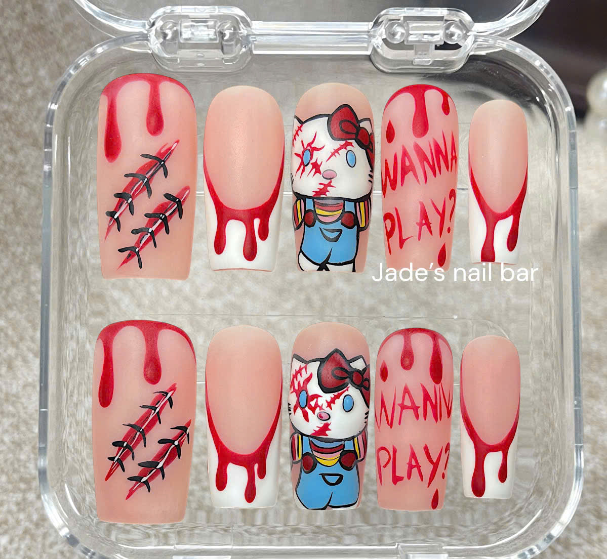 Halloween Horror Hello Kitty Press on Nails - Trendy 2026 Halloween Nails (Ver 1)