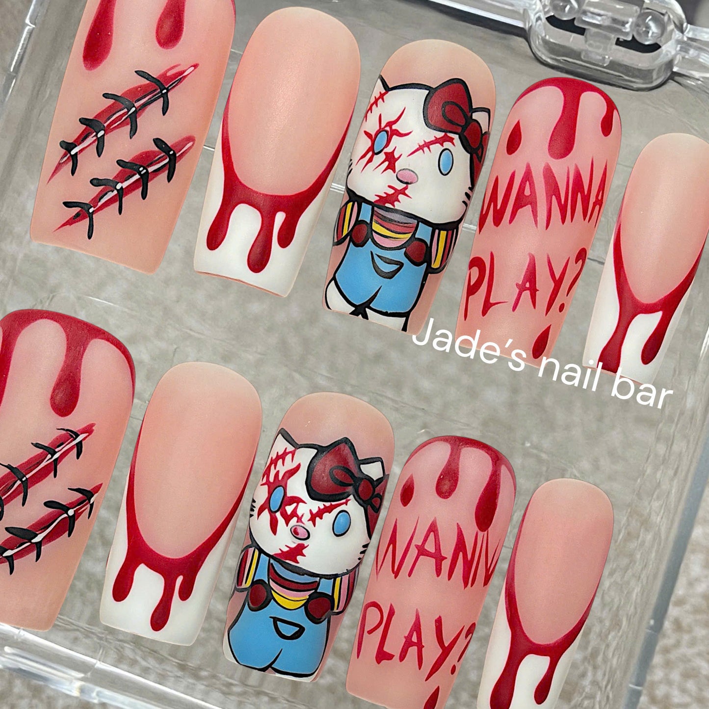 Halloween Horror Hello Kitty Press on Nails - Trendy 2026 Halloween Nails (Ver 1)