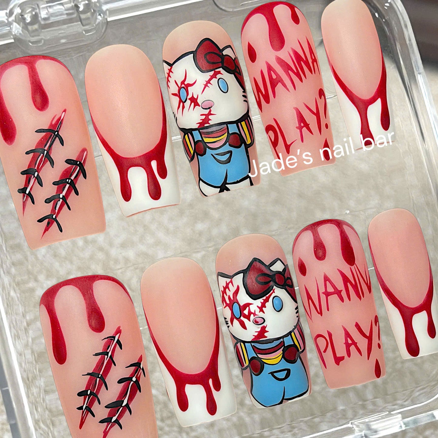 Halloween Horror Hello Kitty Press on Nails - Trendy 2026 Halloween Nails (Ver 1)