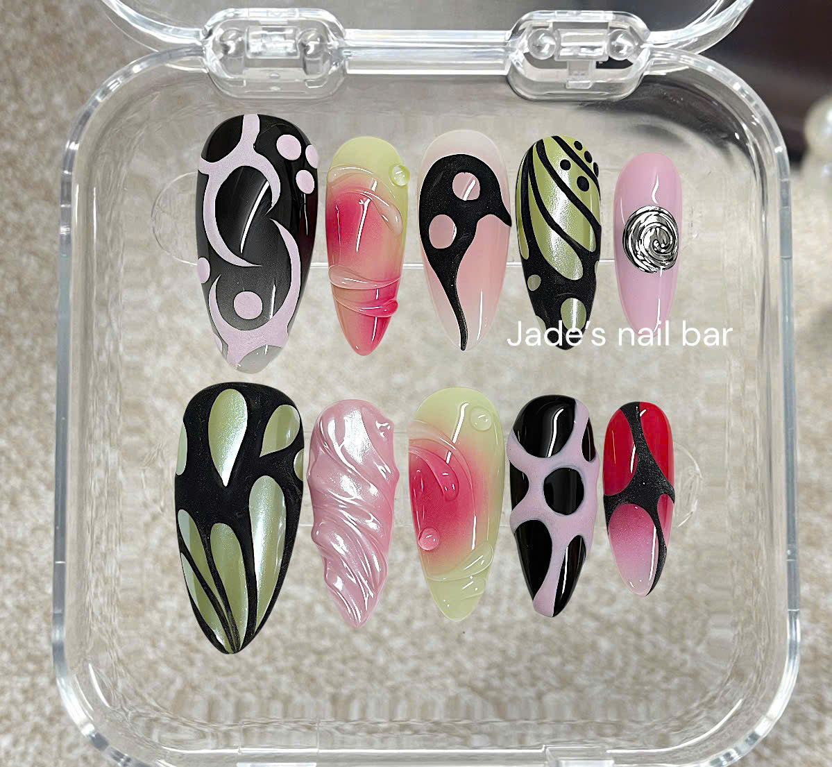 Y2K Butterfly Press On Nails | Abstract Futuristic Nails | Glossy Statement Fake Nails