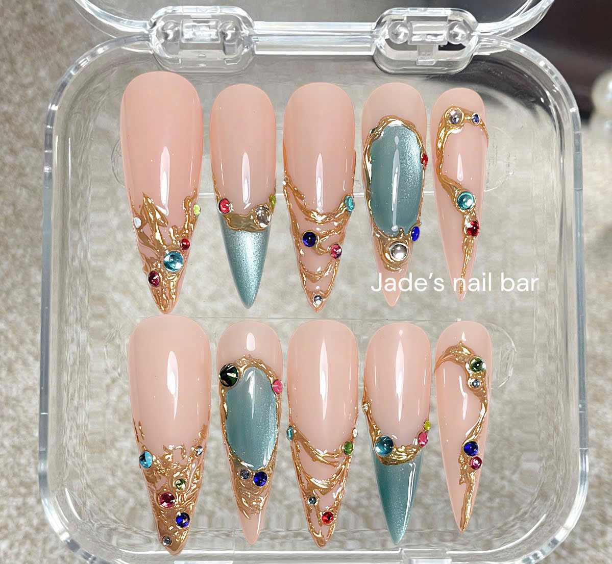 Whimsical Fairycore Press On Nails| Celestial Woodland Stiletto Nails