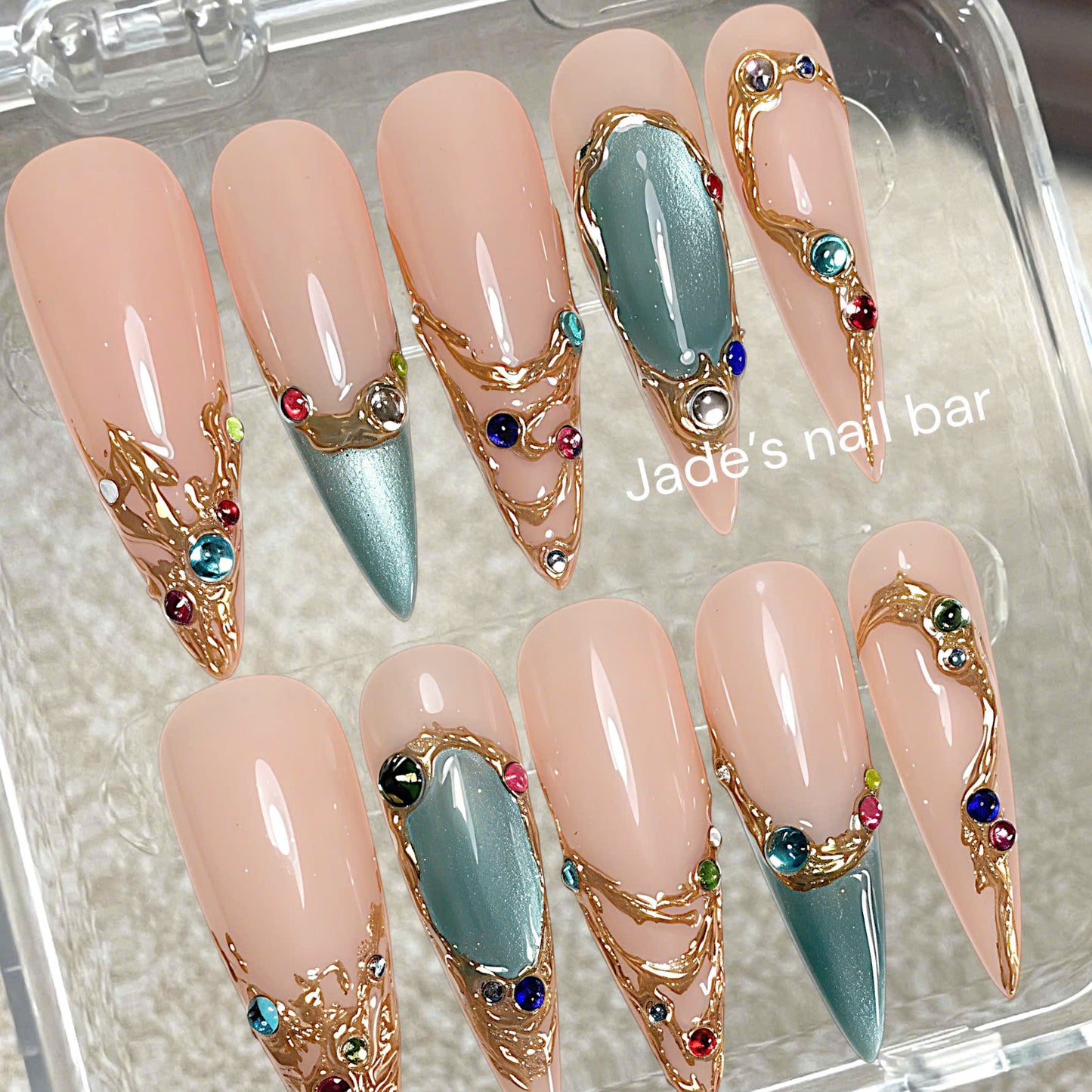 Whimsical Fairycore Press On Nails| Celestial Woodland Stiletto Nails