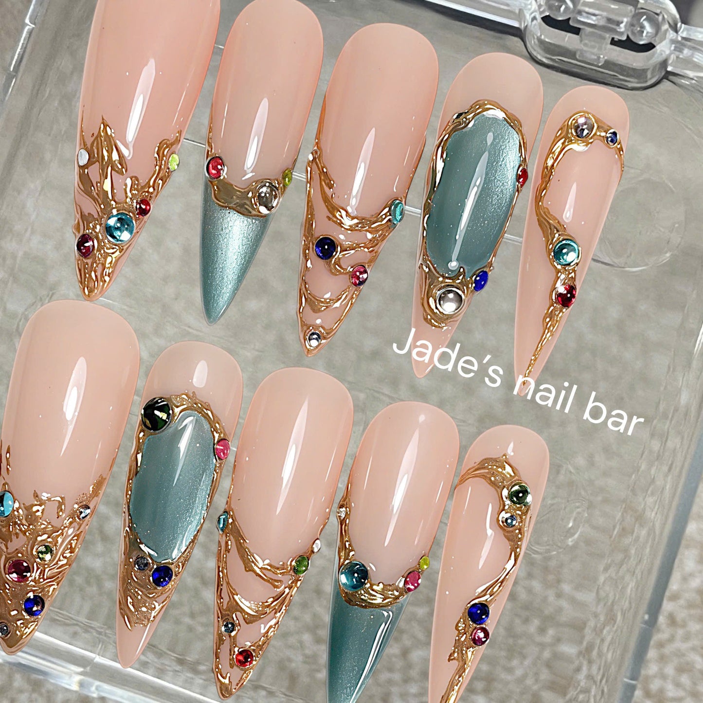 Whimsical Fairycore Press On Nails| Celestial Woodland Stiletto Nails