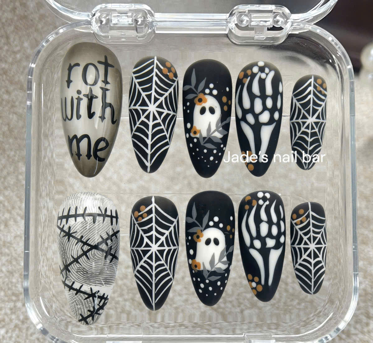 Cute Ghost Handpainted Halloween Press on Nails - Trendy 2026 Halloween Nails