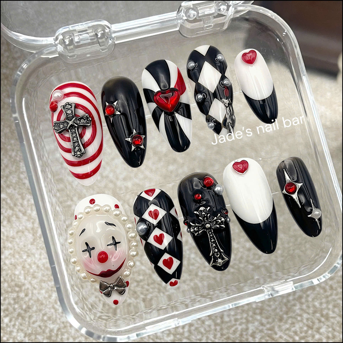 Gothic Harlequin Halloween Press on Nails - Trendy 2026 Halloween Nails