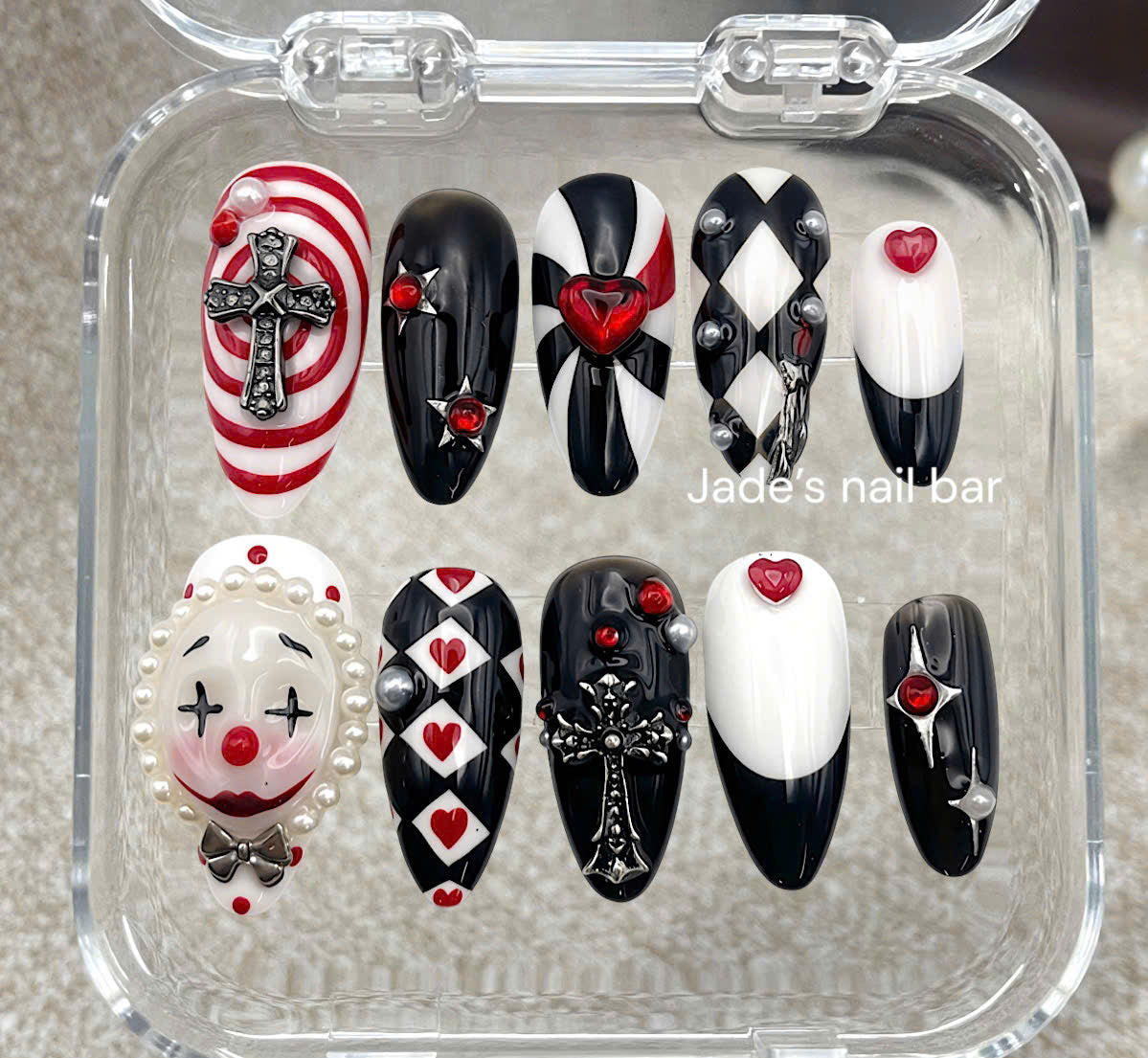 Gothic Harlequin Halloween Press on Nails - Trendy 2026 Halloween Nails