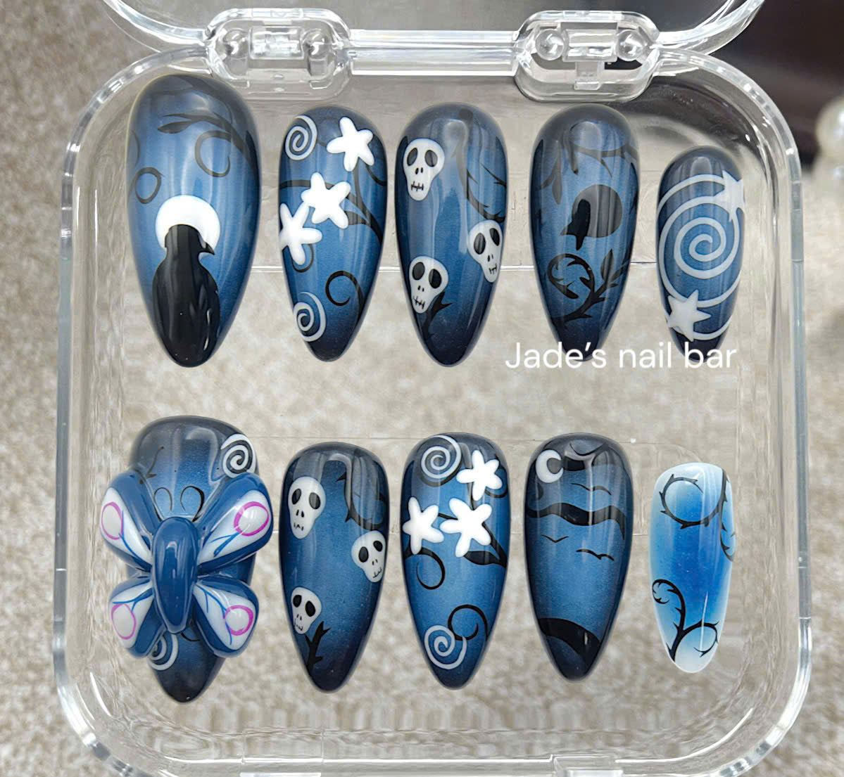 Halloween Press on Nails with Corpse Bride Inspired Design - Trendy 2026 Halloween Nails