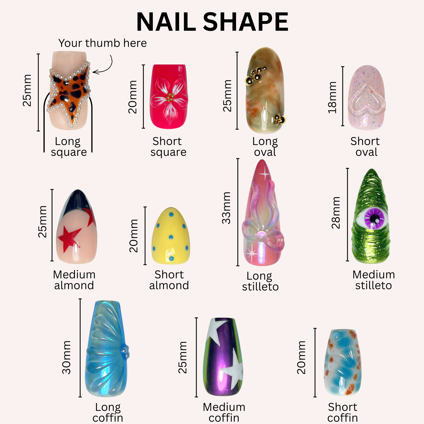 4th of July Almond Press On Nails | Red White Blue Star Independence Day Nails